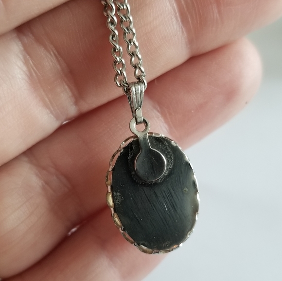 Vintage dried flowers necklace in resin preserved pale yellow cottagecore silver - Picture 12 of 14